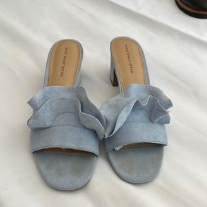 Who What Wear Faux Blue suede slip on Block heels. Size 9 1/2.